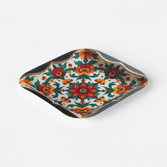 💀🌹Fiesta Frameware Dia de los MuertosFiesta Paper Plate (Angled)