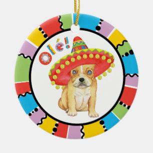 Fiesta Frenchie Ceramic Ornament