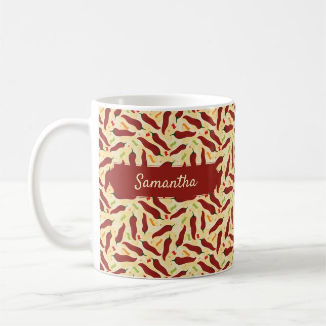 Fiesta Fun Red Chile Pattern Coffee Mug (Left)