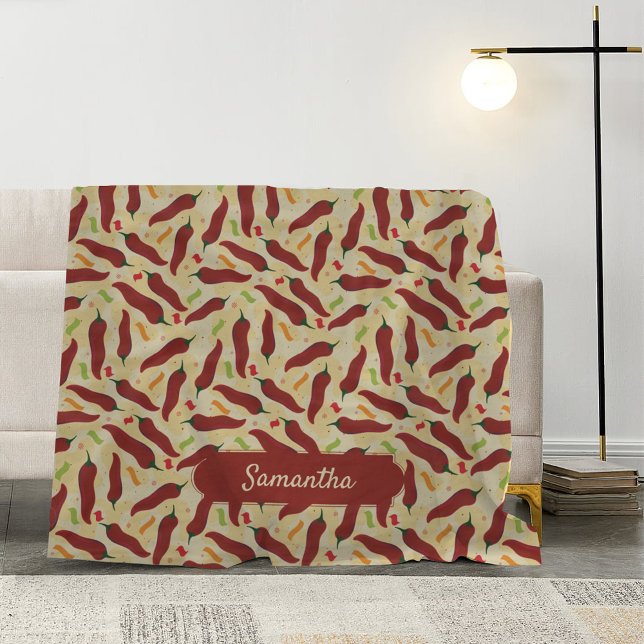 Fiesta Fun Red Chile Pattern Fleece Blanket (Creator Uploaded)