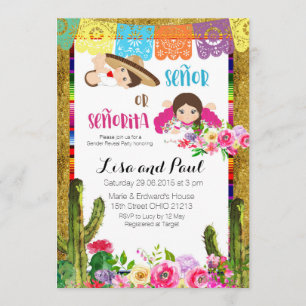 Fiesta Gender Reveal Invitation Señor Or Señorita