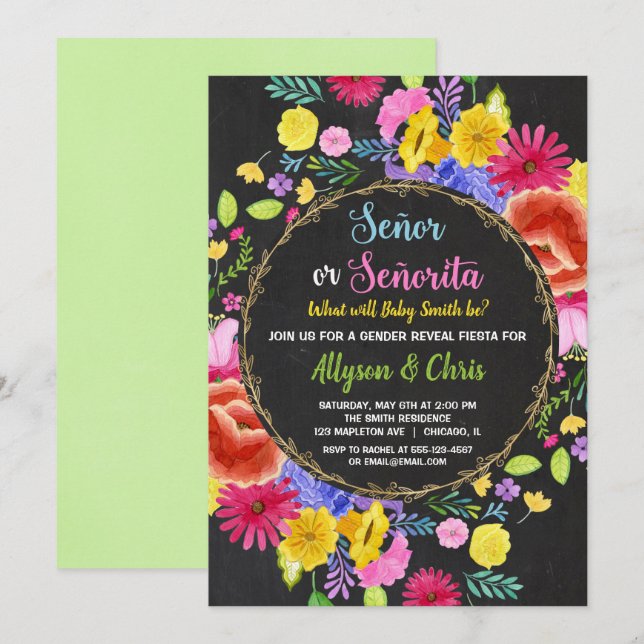 Fiesta gender reveal Mexican fiesta Invitation (Front/Back)