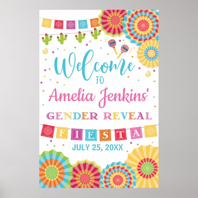 Fiesta Gender Reveal Welcome Sign Decoration (Front)