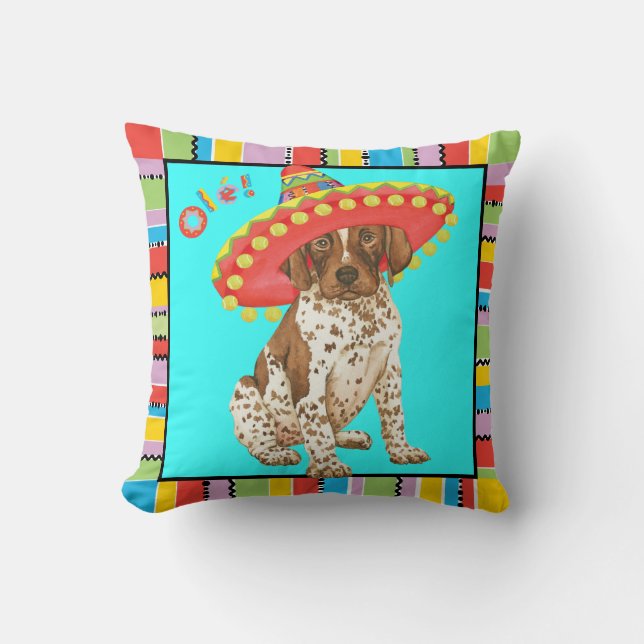 Fiesta German Shorthaired Pointer Throw Pillow (Front)