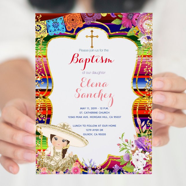 Fiesta Girl Baptême Christening Carte d'invitation (Créateur téléchargé)