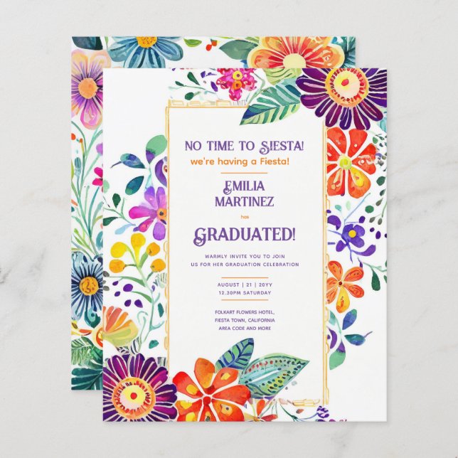 FIESTA GRADUATION Folkart Flowers Theme (Front/Back)