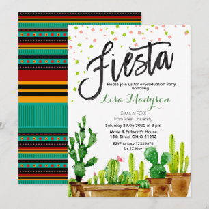 Fiesta Graduation Invitation Party Mexican Invite