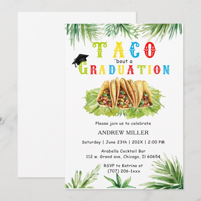 Fiesta Graduation Party With Tacos  Invitation (Front/Back)