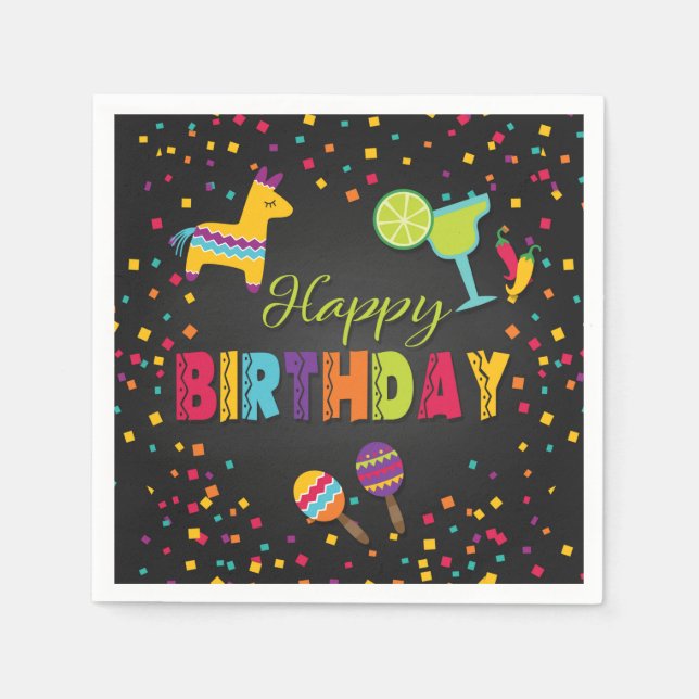 Fiesta Happy Birthday Napkins (Front)