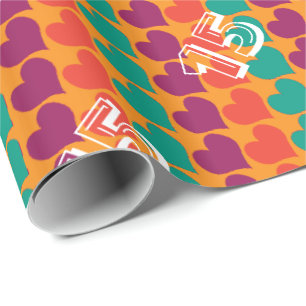 Fiesta Hearts Quinceañera Birthday Wrapping Paper