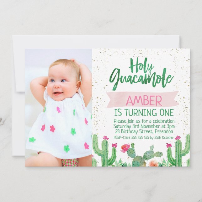 Fiesta Holy Guacamole Photo Invitation Anniversair (Devant)