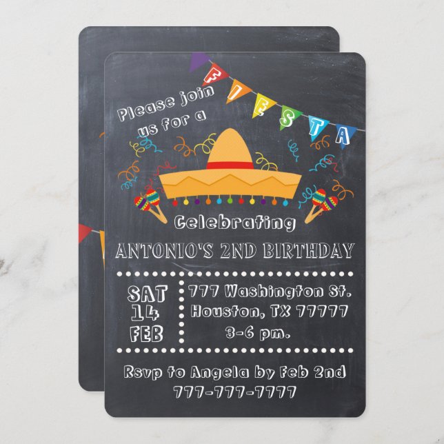 Fiesta Invitation, Fiesta Party, Fiesta Birthday Invitation (Front/Back)