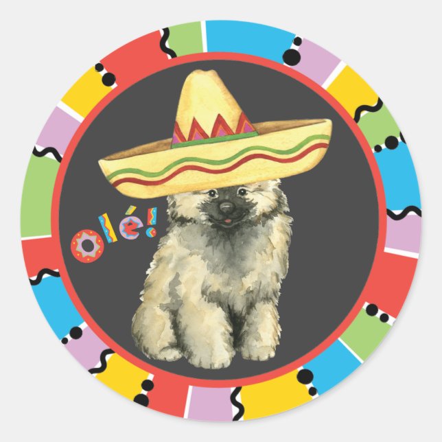 Fiesta Keeshond Classic Round Sticker (Front)