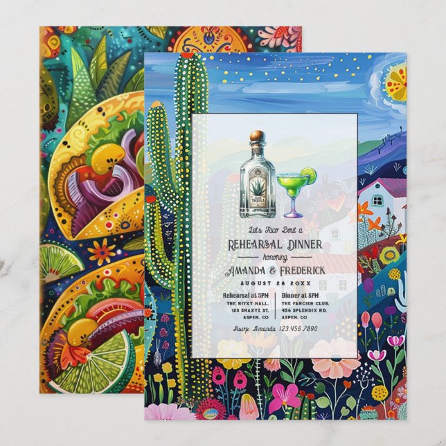 Fiesta "Let's Taco 'bout a Rehearsal Dinner"  Invitation (Front/Back)