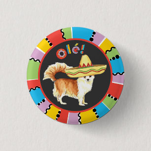 Fiesta Long Coat Chihuahua 1 Inch Round Button