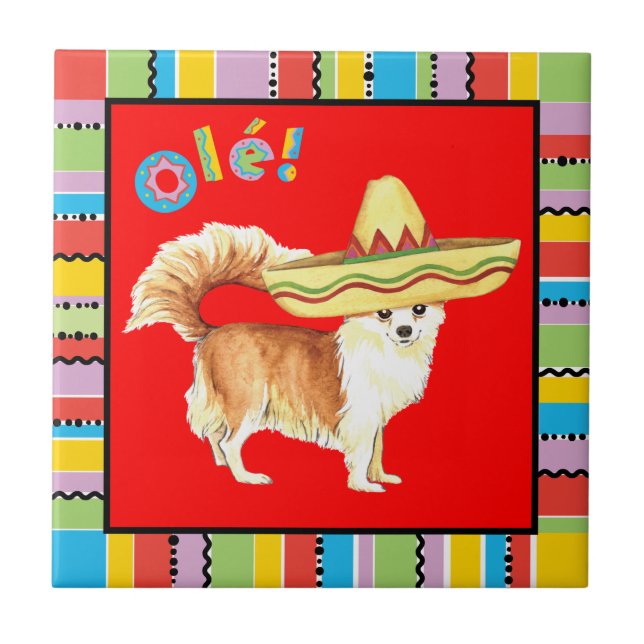 Fiesta Long Coat Chihuahua Tile (Front)
