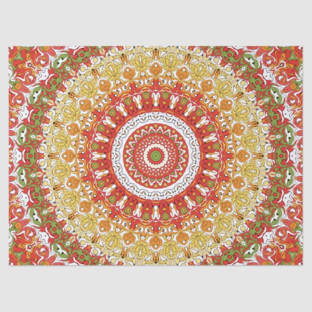 Fiesta Mandala Pattern in Red, Yellow, and Green Tissue Paper (Front)