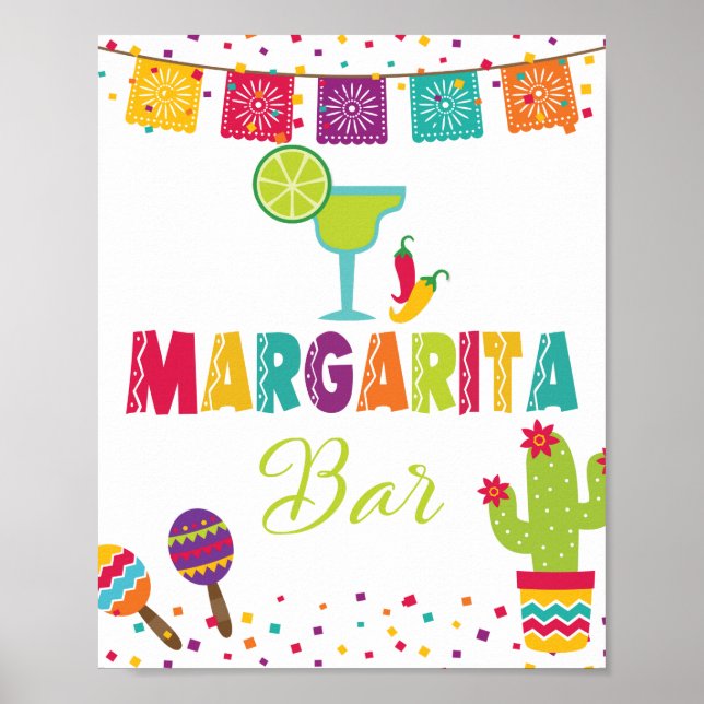 Fiesta Margarita Bar Sign - White #2 (Front)