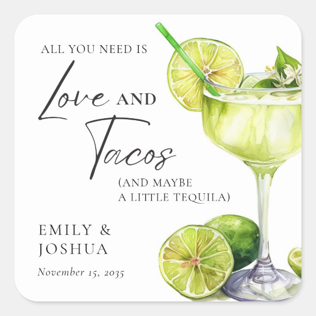 Fiesta Margarita Couples Shower Square Sticker (Front)