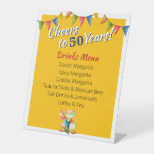 Fiesta Margarita Drinks Menu Cheers to 50 Years Pedestal Sign