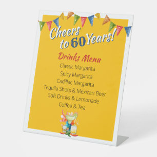 Fiesta Margarita Drinks Menu Cheers to 60 Years Pedestal Sign