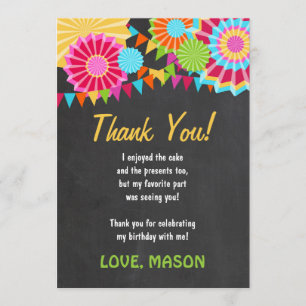 Fiesta Mexican Birthday Party Thank You Card