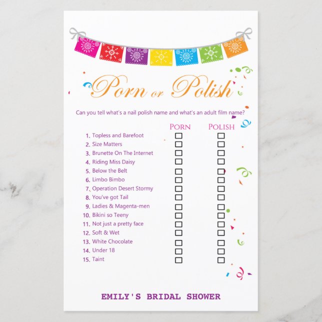 Fiesta Mexican Bridal Shower Game PRINTED (Front)