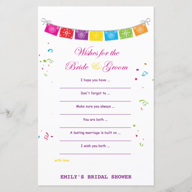 Fiesta Mexican Bridal Shower Game PRINTED (Front)