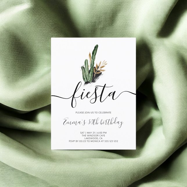 Fiesta Mexican Cactus Birthday Party Invitation Postcard (Creator Uploaded)