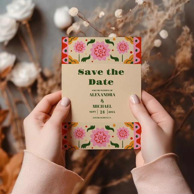 Fiesta Mexican Colourful Floral Save The Date (Creator Uploaded)