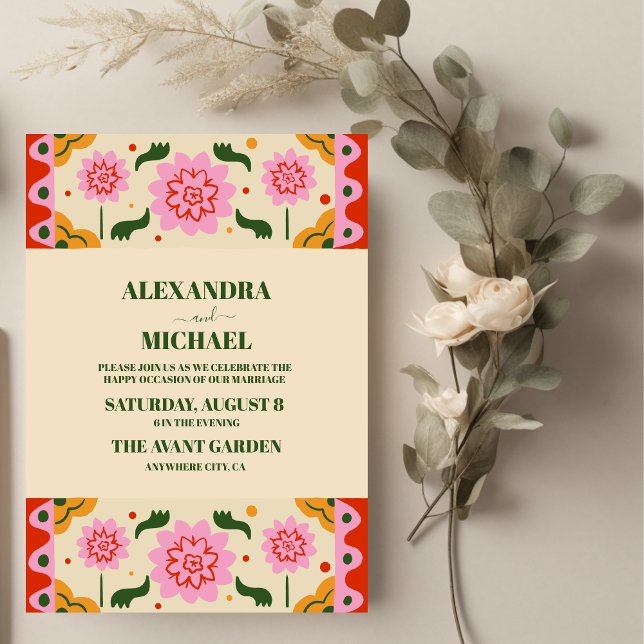Fiesta Mexican Colourful Floral Wedding Invitation (Creator Uploaded)