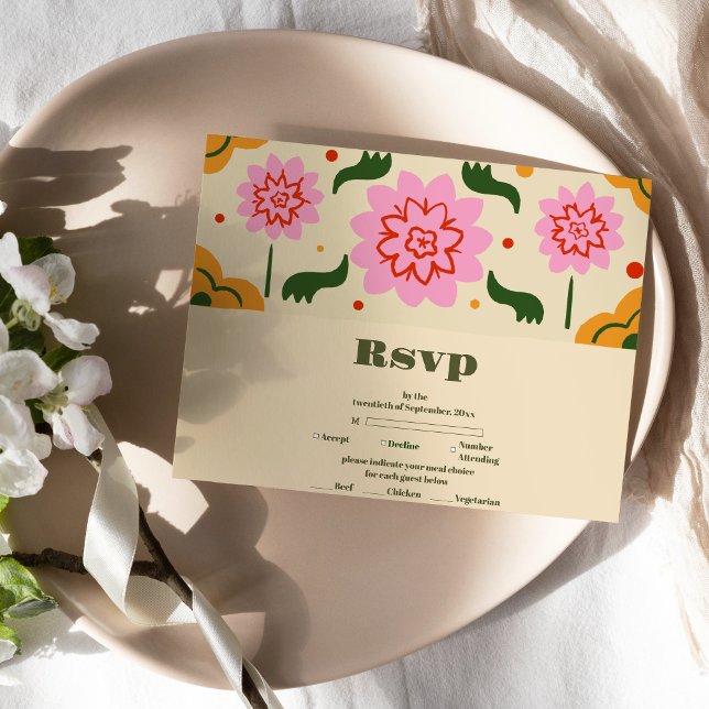 Fiesta Mexican Colourful Floral Wedding RSVP Card (Creator Uploaded)