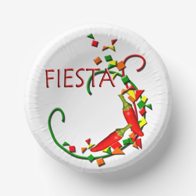 Fiesta Mexican Hot Peppers Party  Paper Plate (Front)