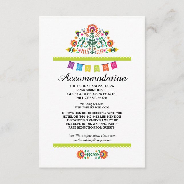 Fiesta Mexican Lime Accommodation Wedding Cards (Front)