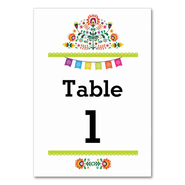 Fiesta Mexican Pattern Table Lime Number Wedding (Front)