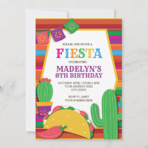 Fiesta Mexican Southwest Taco Birthday Invitation