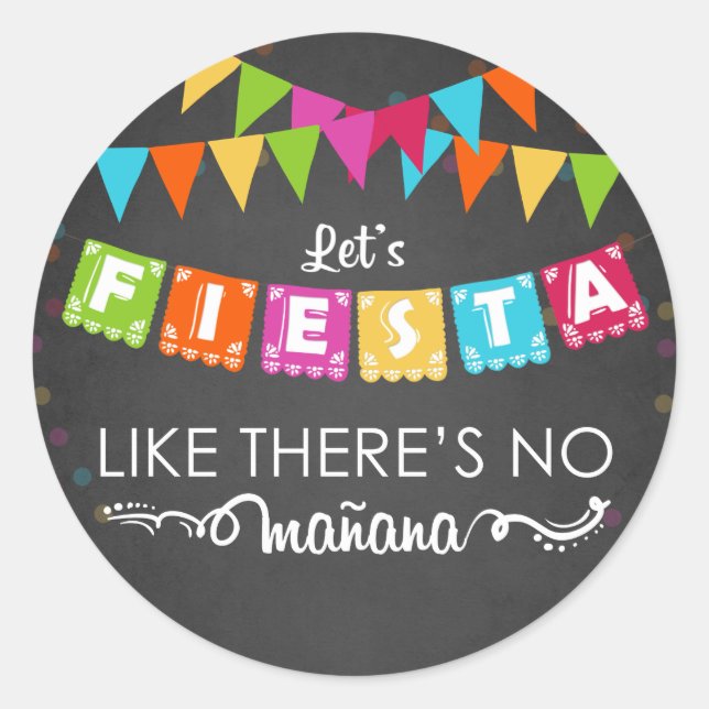 Fiesta Mexican Sticker Birthday Party Mañana (Front)