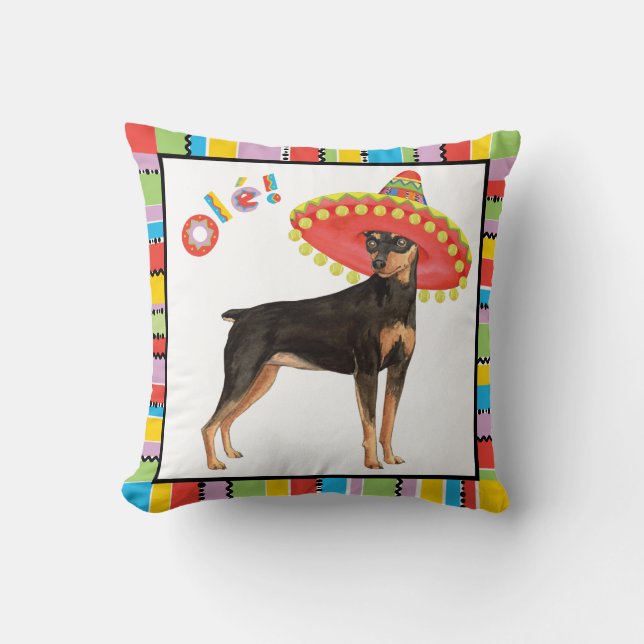 Fiesta Min Pin Throw Pillow (Front)