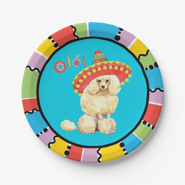Fiesta Miniature Poodle Paper Plate (Front)