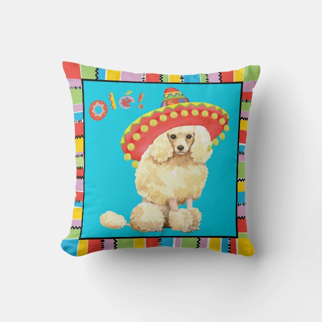 Fiesta Miniature Poodle Throw Pillow (Front)