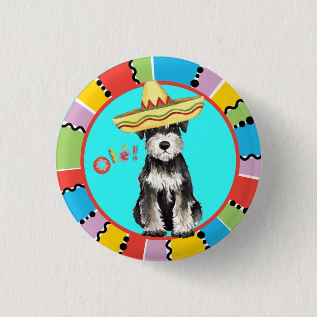 Fiesta Miniature Schnauzer 1 Inch Round Button (Front)