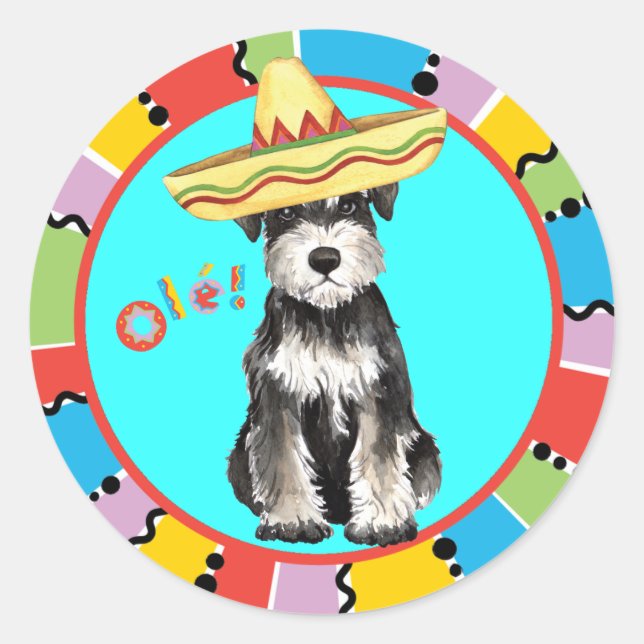 Fiesta Miniature Schnauzer Classic Round Sticker (Front)