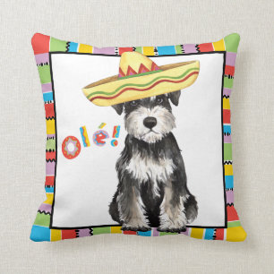 Fiesta Miniature Schnauzer Throw Pillow