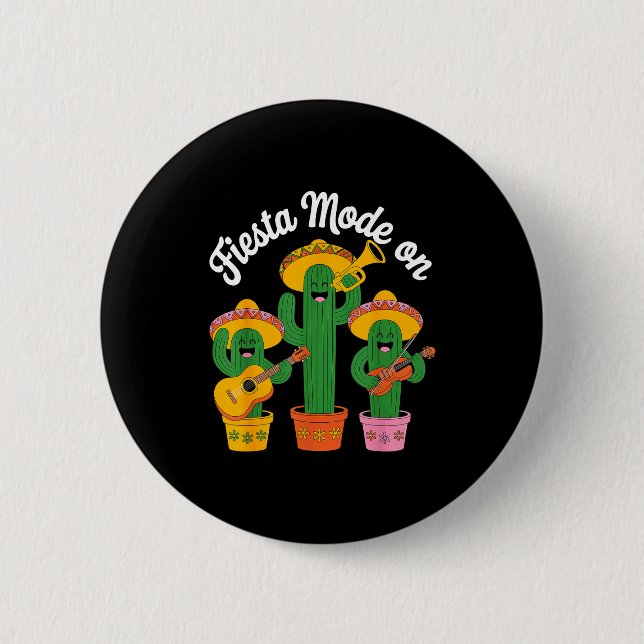 Fiesta mode cactus band cinco de mayo funny mexica 2 inch round button (Front)