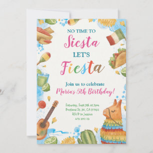 Fiesta No time to Siesta mexican Birthday Invitation