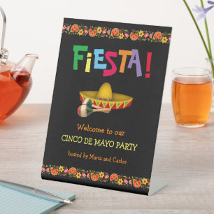 Fiesta or Cinco de Mayo Party (customizable)  Pedestal Sign