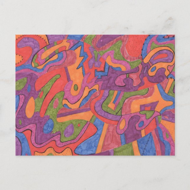 Fiesta, Original Abstract Postcard (Front)
