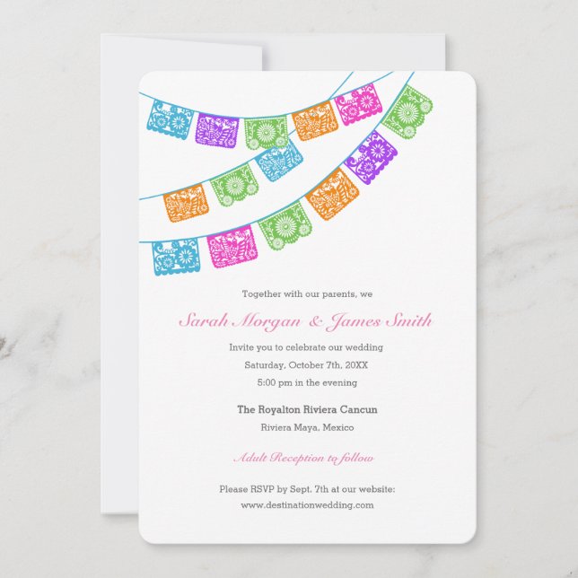 Fiesta Papel Picado Wedding Invitation (Front)