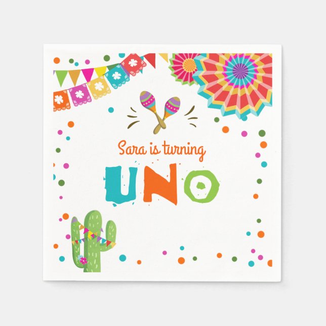 Fiesta Paper Napkins Mexican Uno First Birthday (Front)