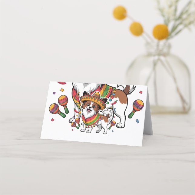 Fiesta Papillon Dog Wearing Sombrero and Sarape Appointment Card (Front)